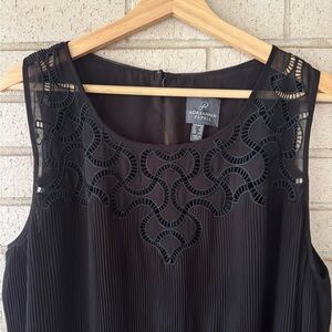 Adrianna Papell Black Asymmetrical Pleated Dress – Size 20W, Sleeveless Dress